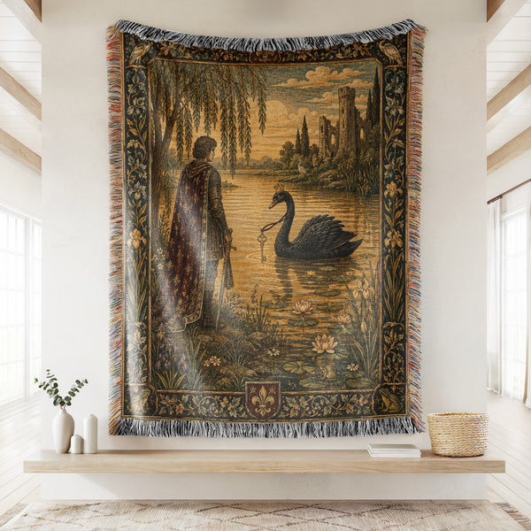 The Knight and the Black Swan Blanket