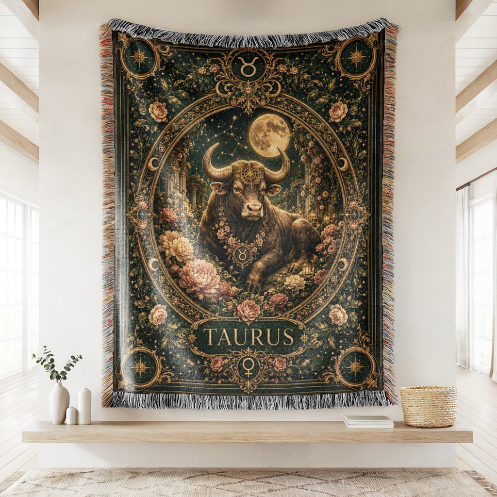 Taurus Moon Garden Bull Zodiac Blanket