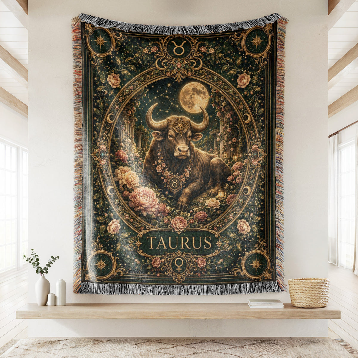 Taurus Moon Garden Bull Zodiac Blanket