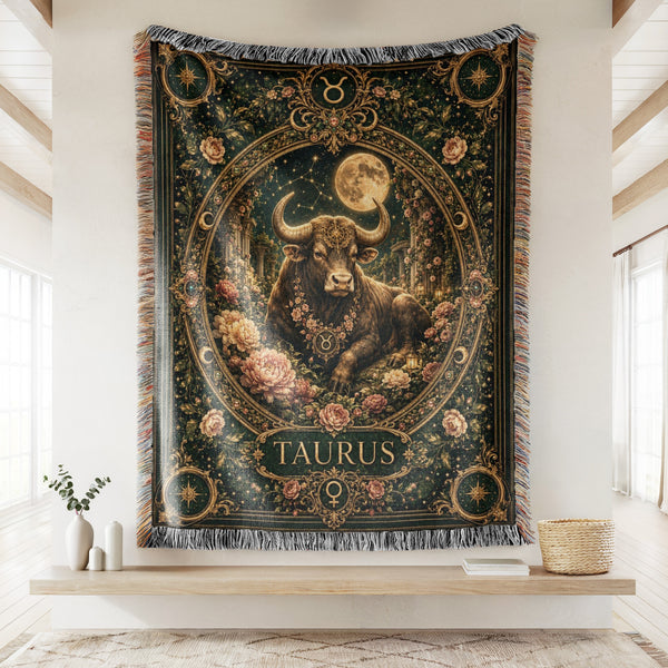 Taurus Moon Garden Bull Zodiac Blanket