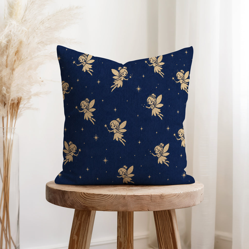 Starlight Fairies – Navy & Gold Pillow