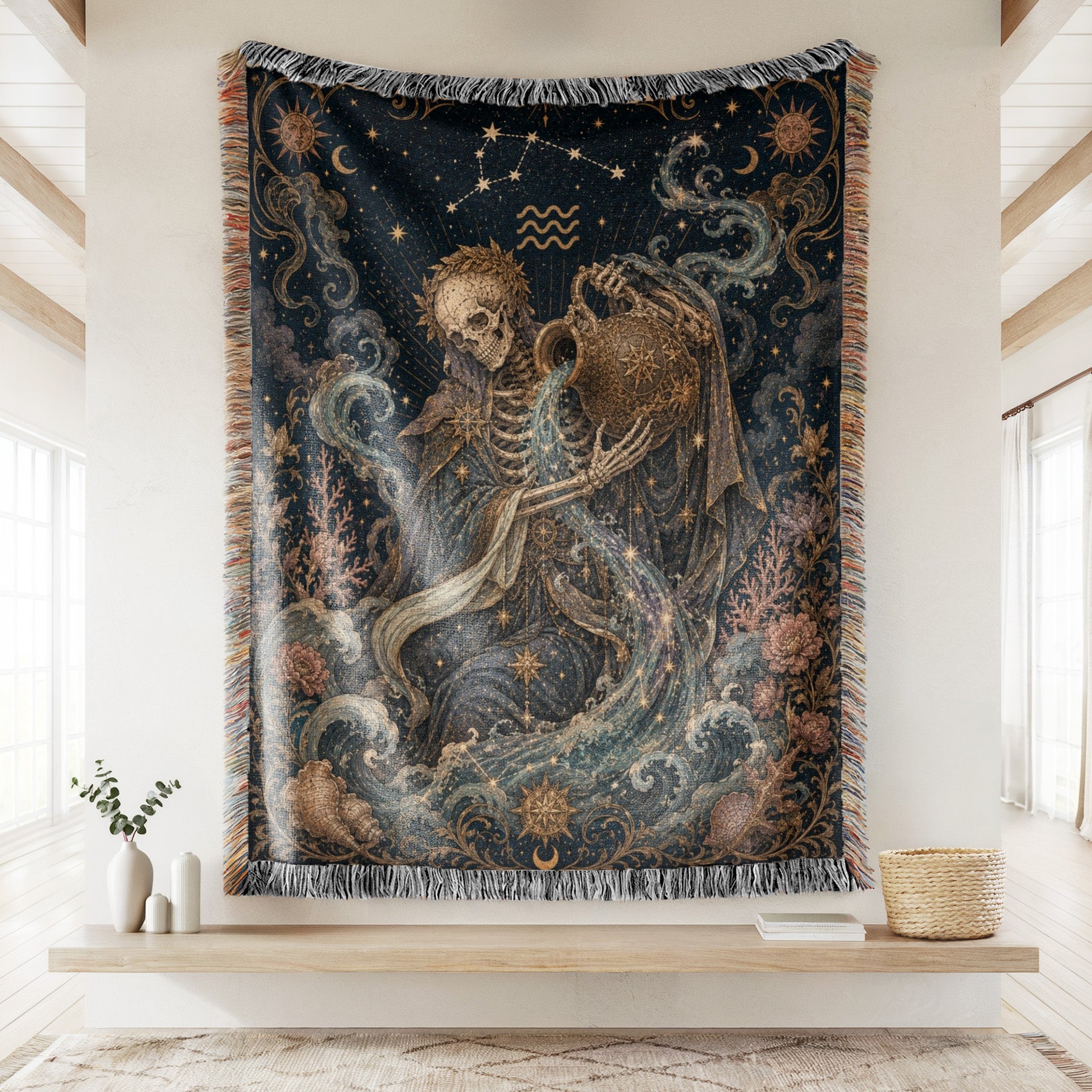 Aquarius Starwater Bearer – Gothic Zodiac Blanket Secondary image