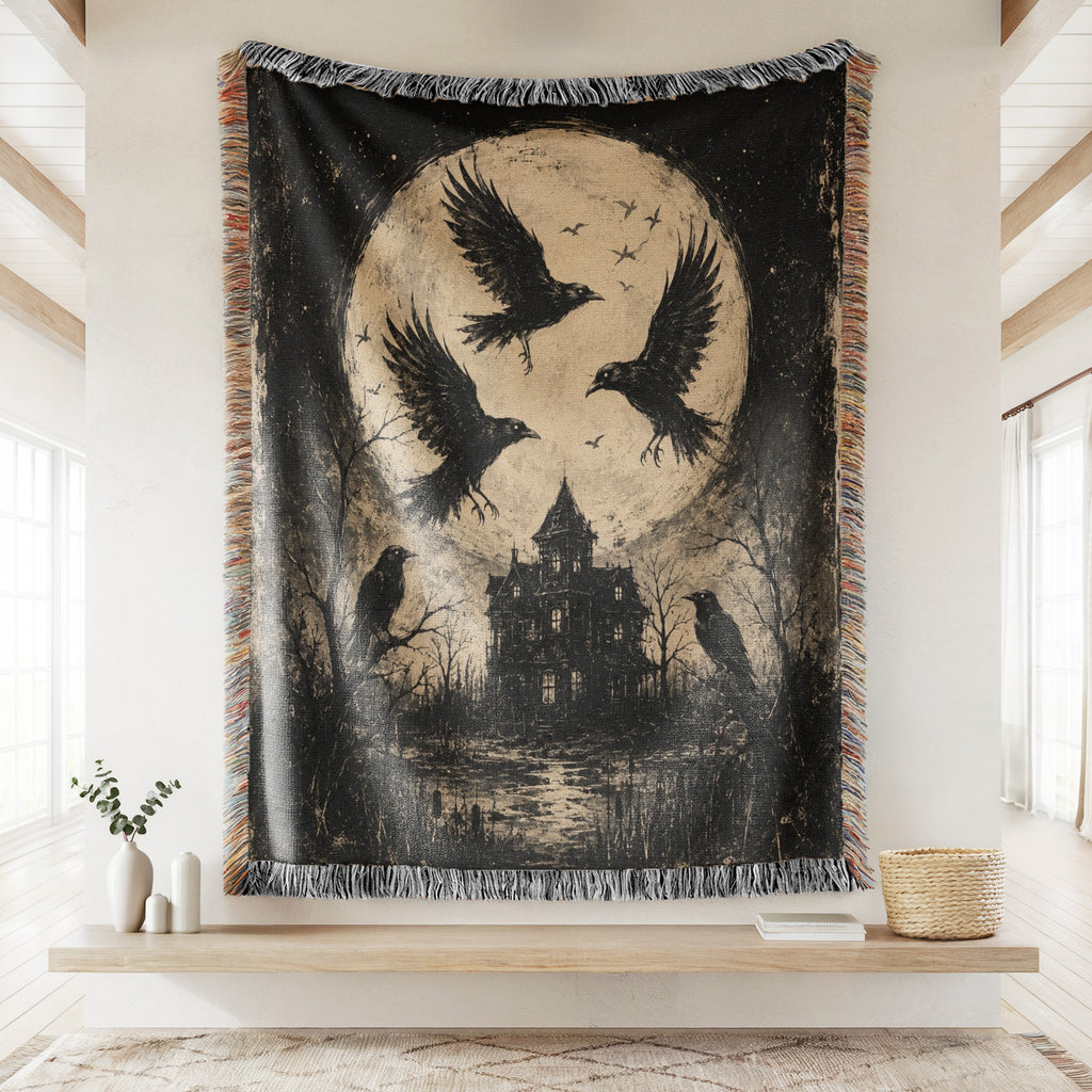 Ravens Over the Haunted Manor Blanket