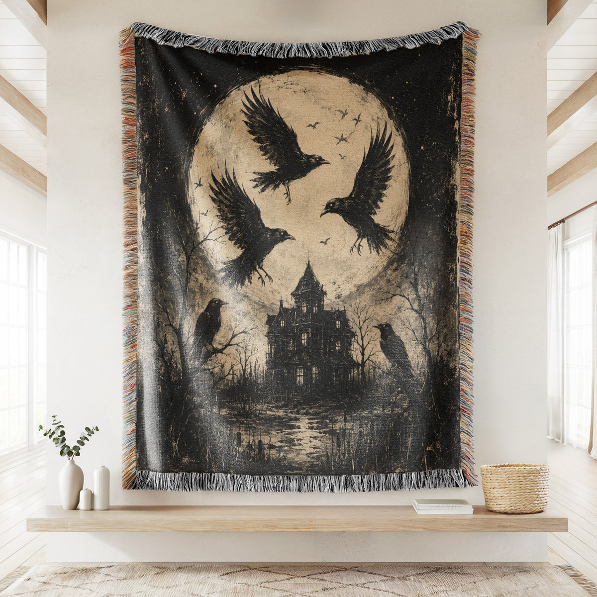 Ravens Over the Haunted Manor Blanket