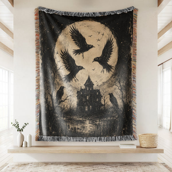 Ravens Over the Haunted Manor Blanket