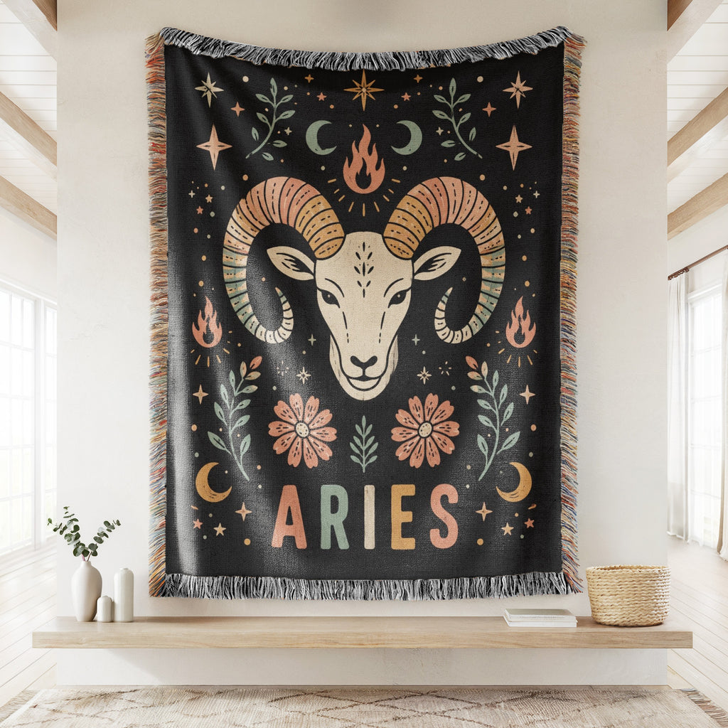 Aries Fire Ram Zodiac Blanket