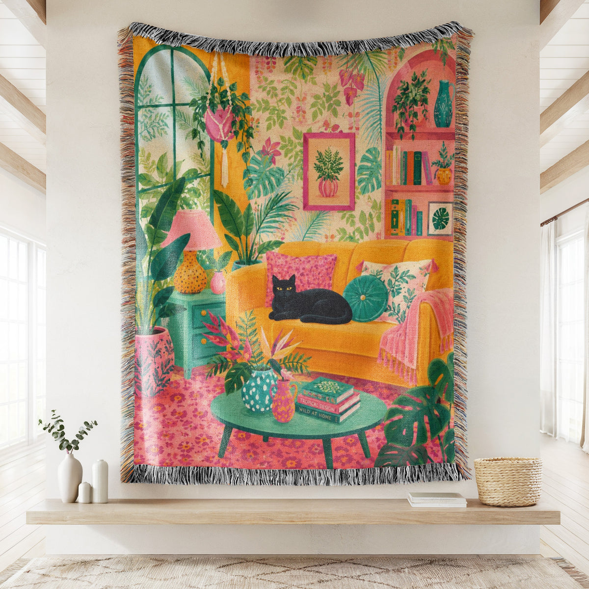 Tropical Home Black Cat Blanket