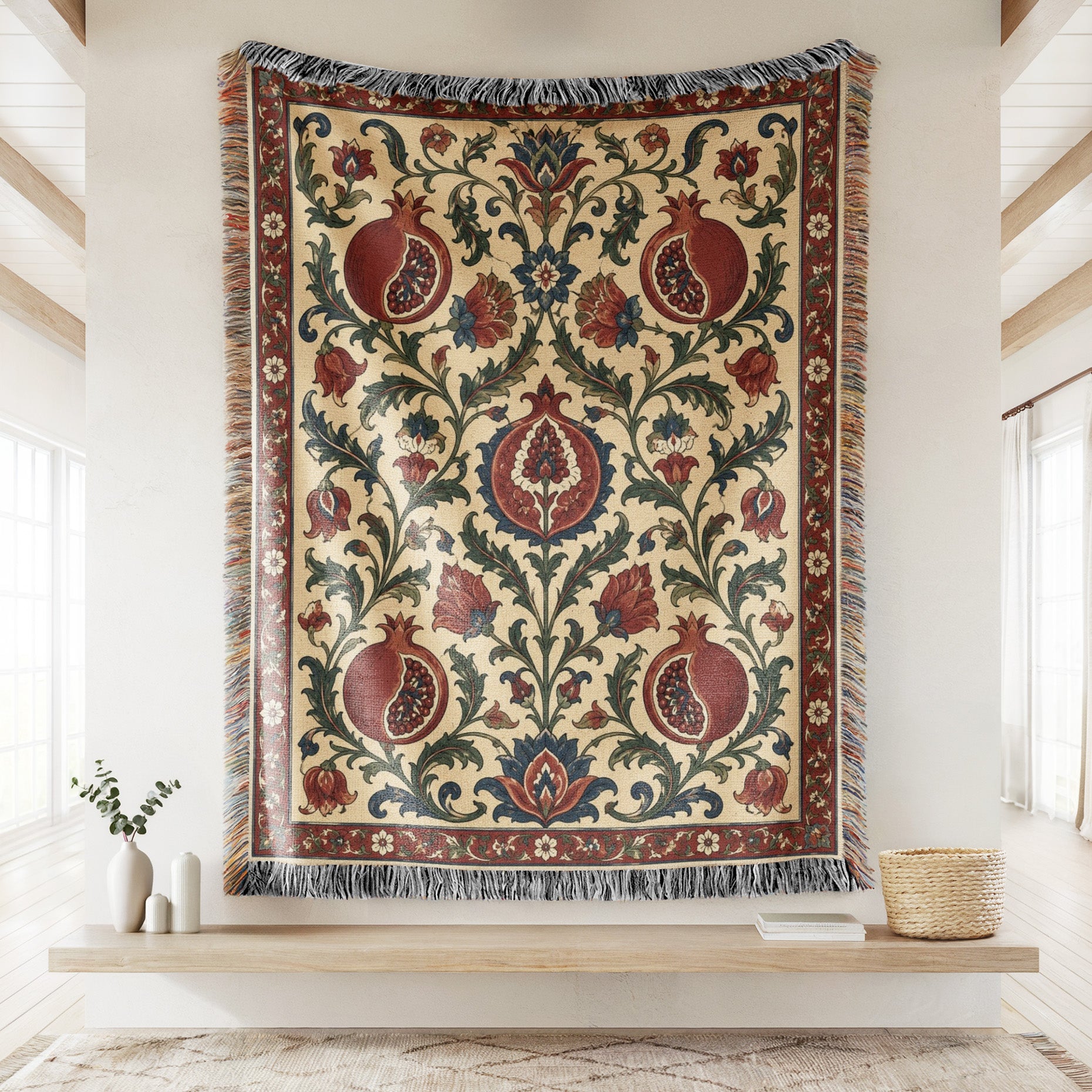 Ivory Pomegranate Garden Blanket Secondary image