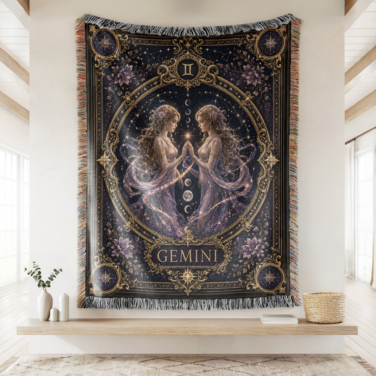 Gemini Starlight Twins Zodiac Blanket