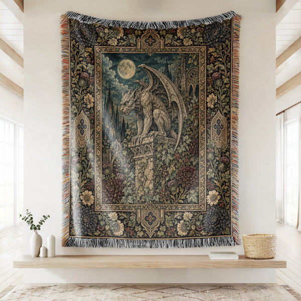 Moonlit Gargoyle Garden Blanket
