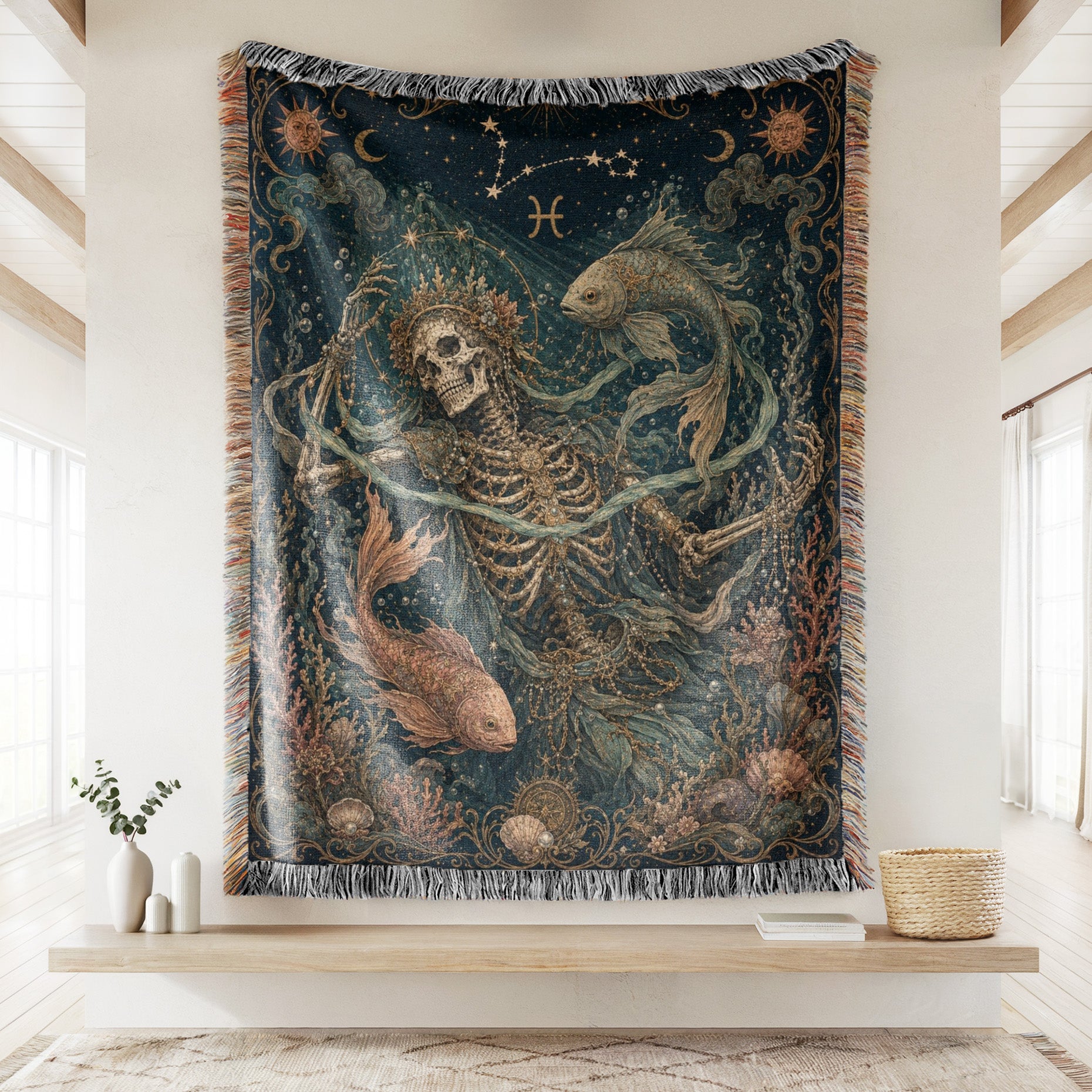 Pisces Deepwater Dreamer – Gothic Zodiac Blanket Secondary image