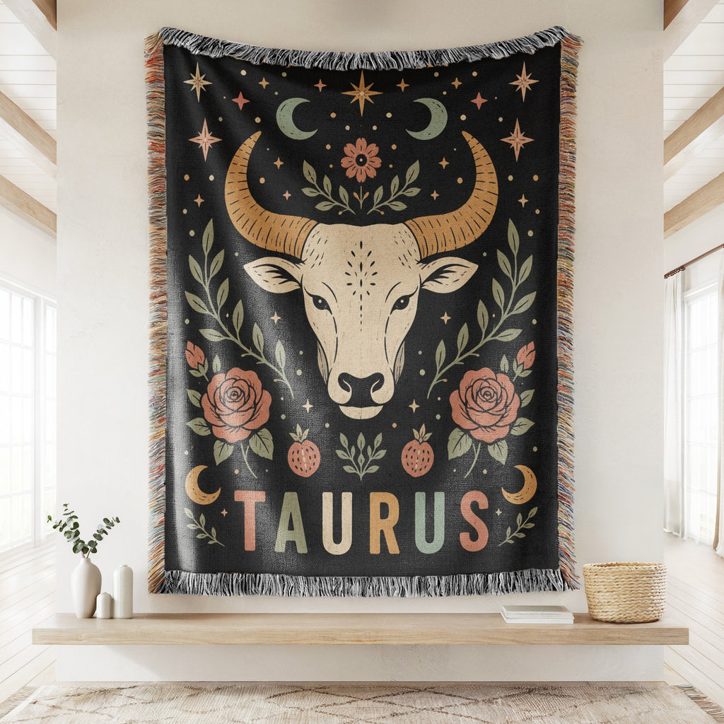 Taurus Moonlit Bull & Roses Blanket