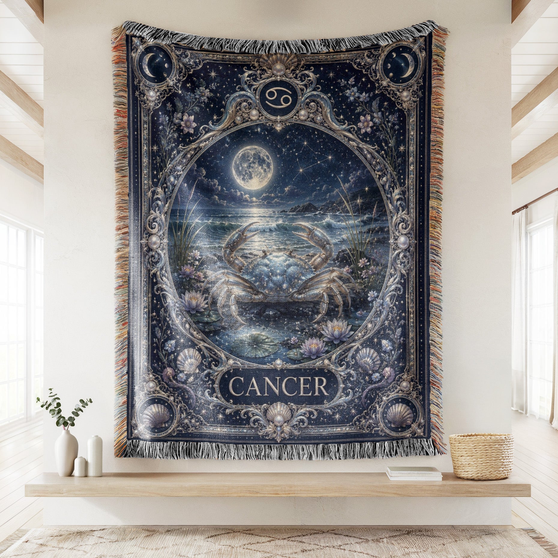 Cancer Moonlit Tide Zodiac Blanket Secondary image