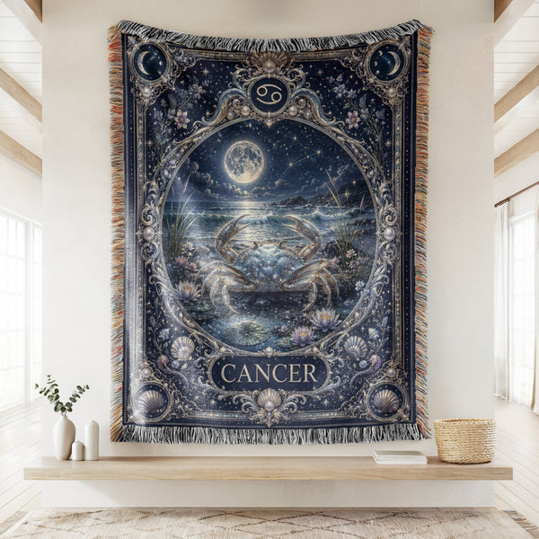 Cancer Moonlit Tide Zodiac Blanket