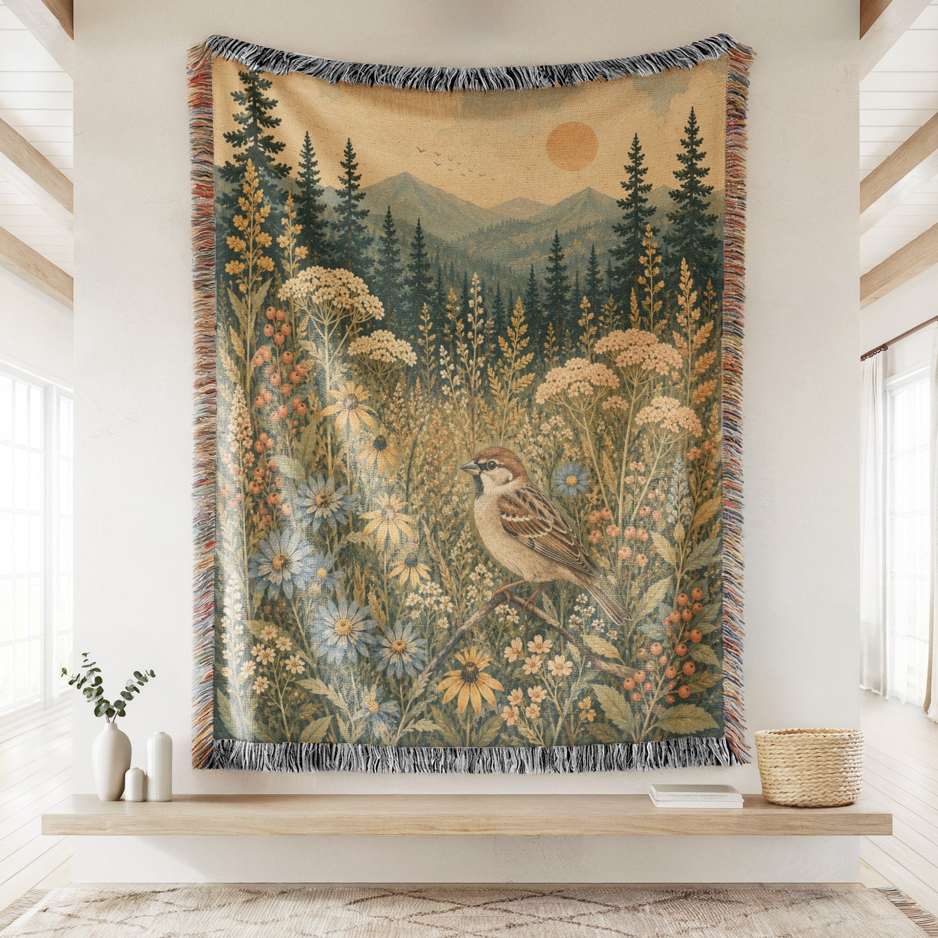 Mountain Meadow Sparrow Blanket Secondary image