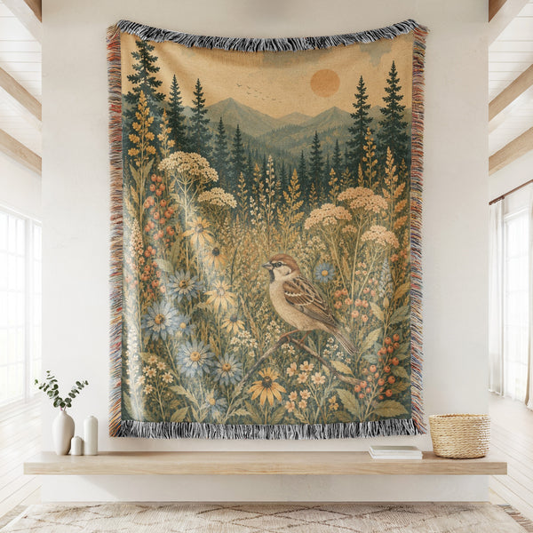 Mountain Meadow Sparrow Blanket