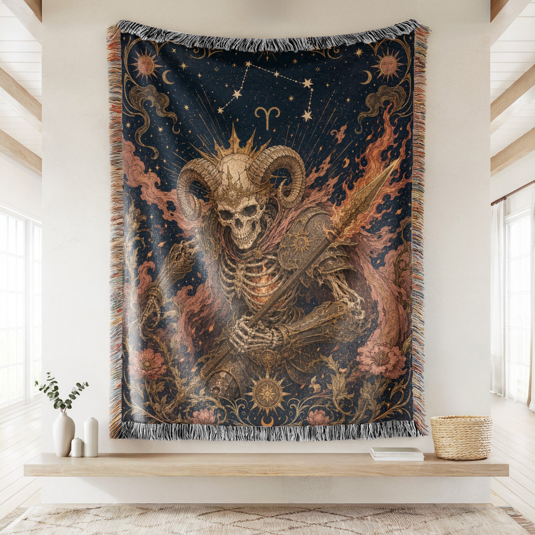 Aries Fireborn Warrior – Gothic Zodiac Blanket Secondary image