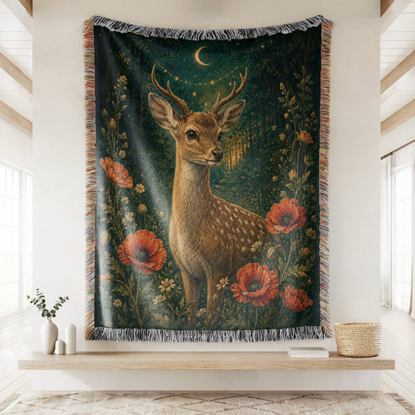Enchanted Moonlit Deer Blanket