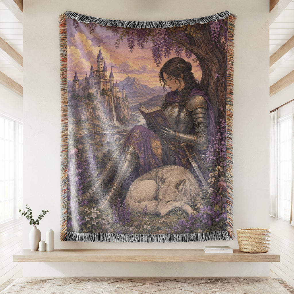 The Wisteria Knight & White Wolf Blanket