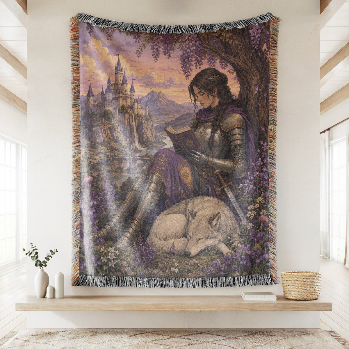 The Wisteria Knight & White Wolf Blanket