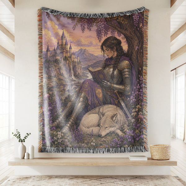 The Wisteria Knight & White Wolf Blanket