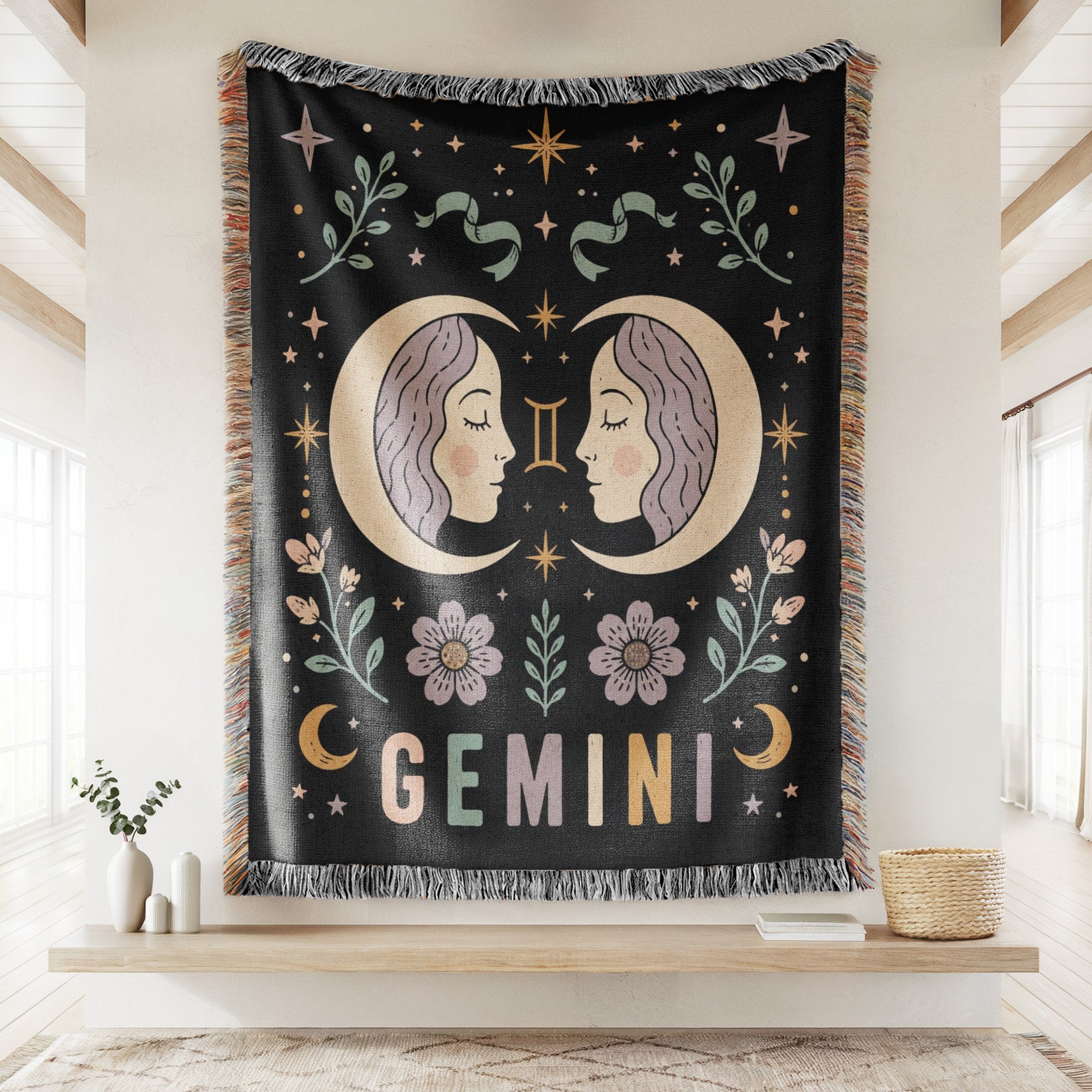 Gemini Moon Twins Zodiac Blanket Secondary image