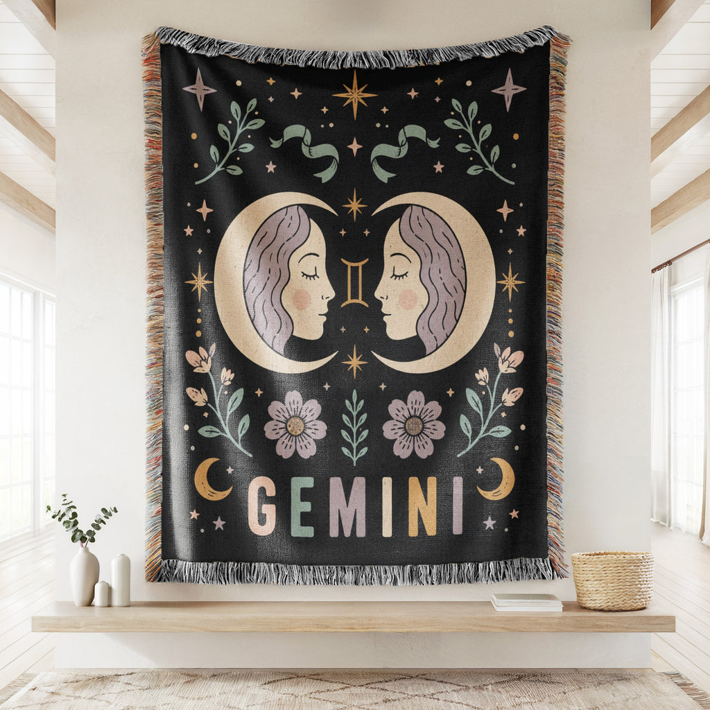 Gemini Moon Twins Zodiac Blanket