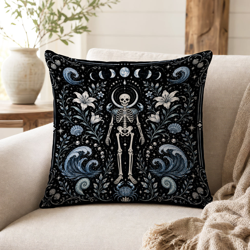 The Moon-Tide Crab – Cancer Gothic Zodiac Pillow