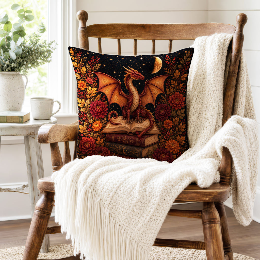 Ember Dragon Library – Autumn Fantasy Pillow