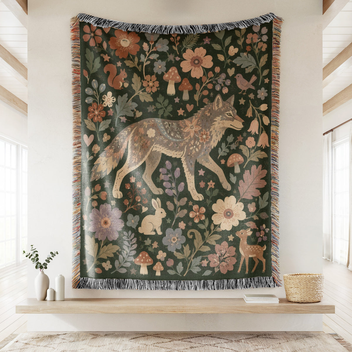 Enchanted Woodland Wolf Blanket