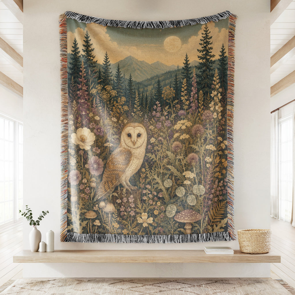Moonlit Meadow Owl Blanket