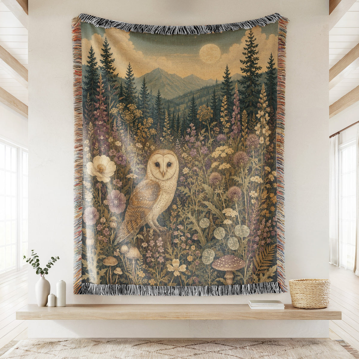 Moonlit Meadow Owl Blanket