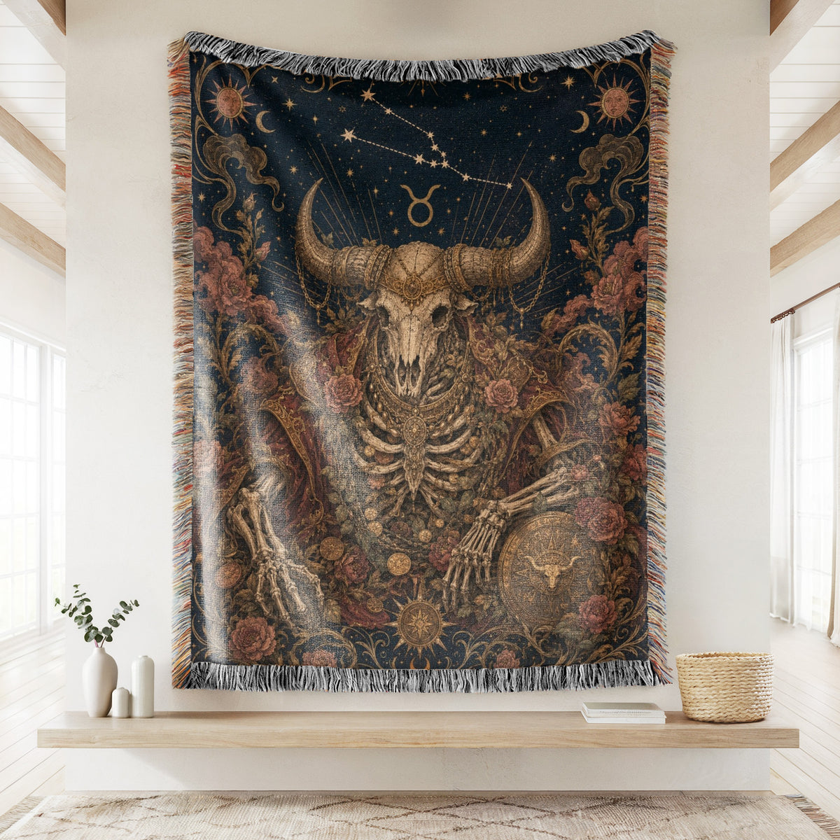 Taurus Rosebound Bull – Gothic Zodiac Blanket