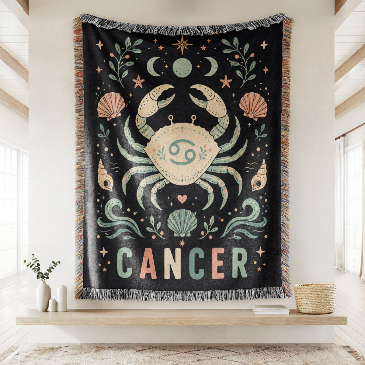 Cancer Celestial Crab Zodiac Blanket