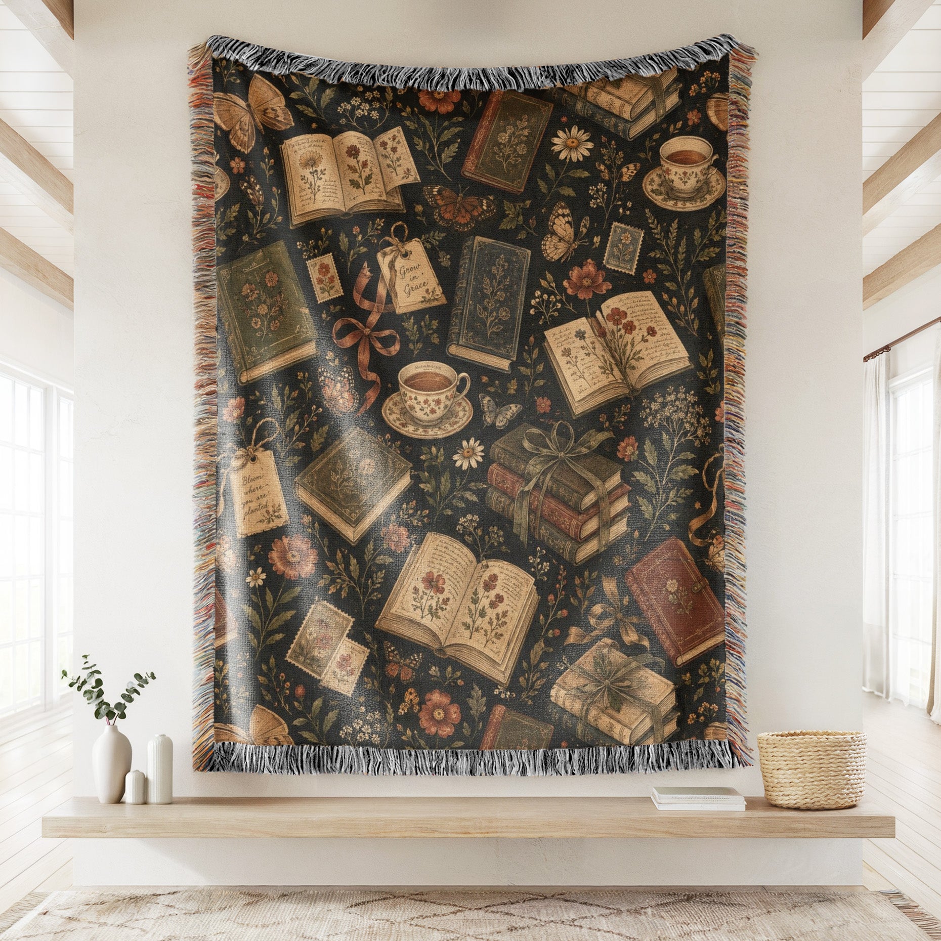 Vintage Botanical Book Pattern Blanket Secondary image