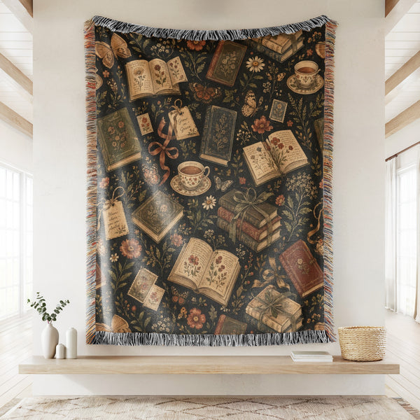 Vintage Botanical Book Pattern Blanket
