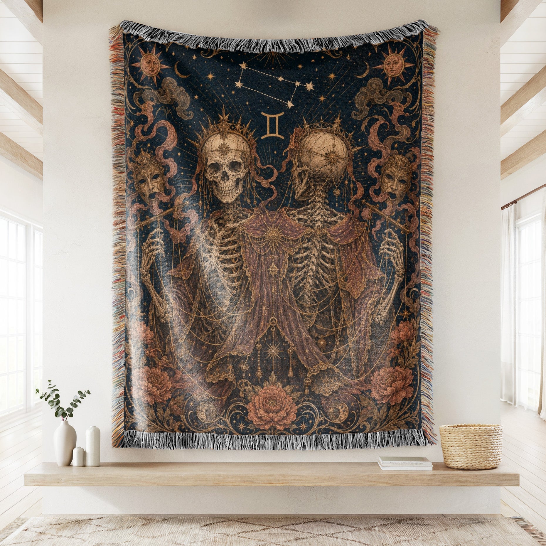 Gemini Veiled Twins – Gothic Zodiac Blanket Secondary image