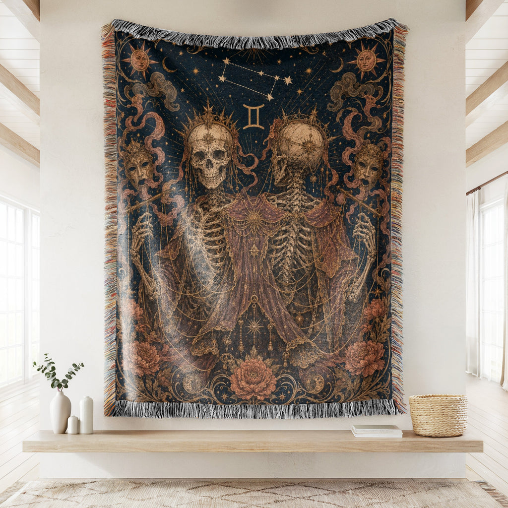 Gemini Veiled Twins – Gothic Zodiac Blanket
