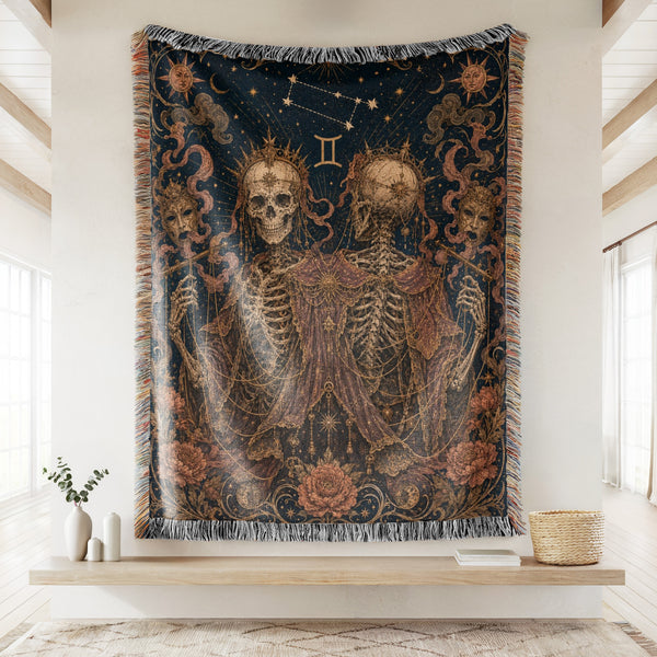 Gemini Veiled Twins – Gothic Zodiac Blanket
