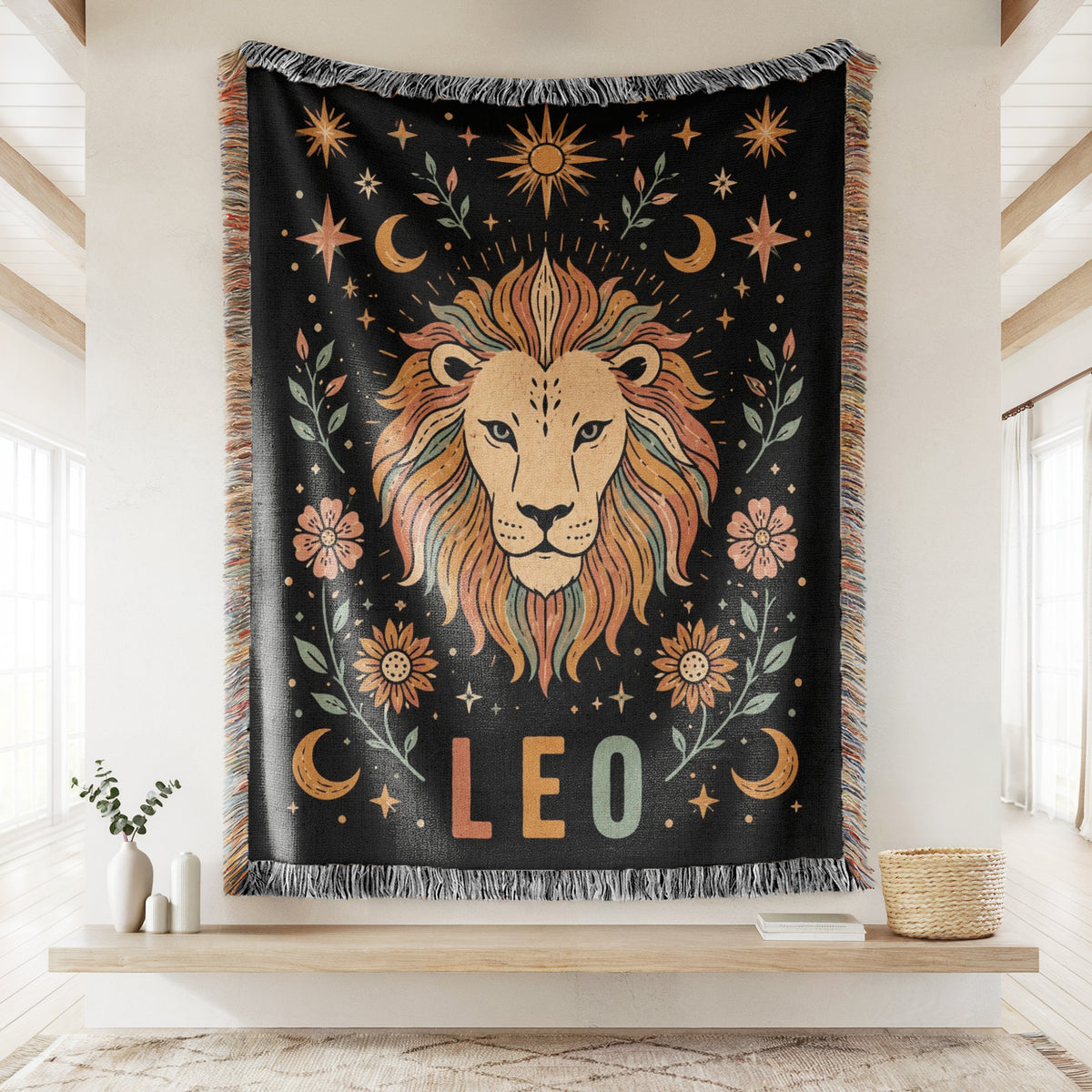 Leo Sunlit Lion Zodiac Blanket