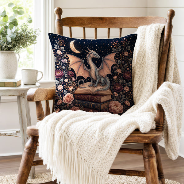 Rosemoon Dragon Library – Gothic Fantasy Pillow