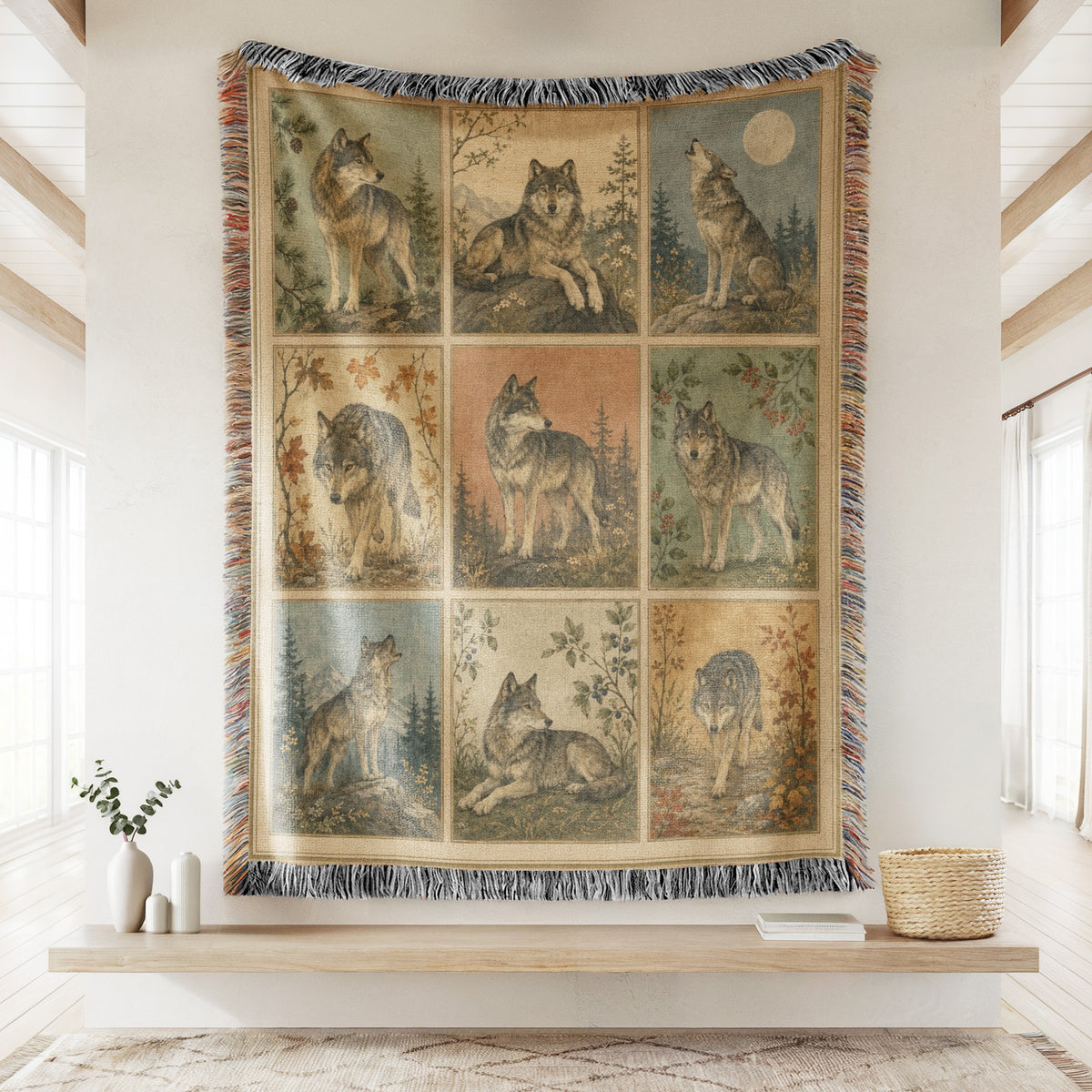 Vintage Wolf Portrait Blanket