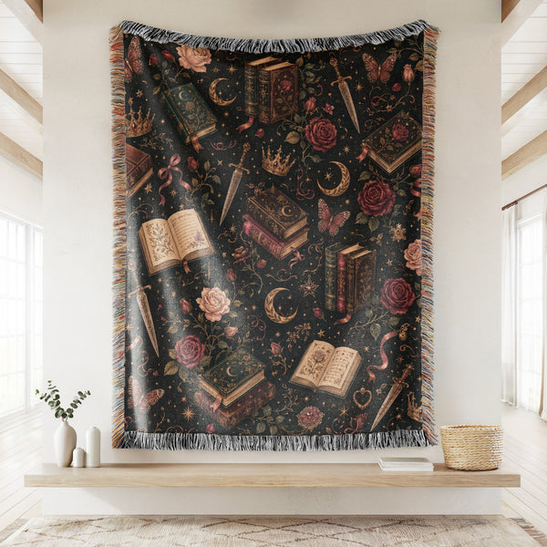 Gothic Romance Books & Roses Blanket