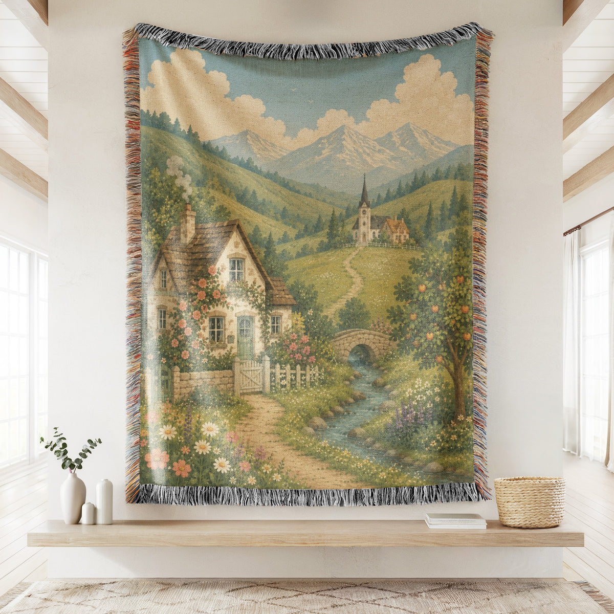 The Meadow Cottage by the Stream Blanket