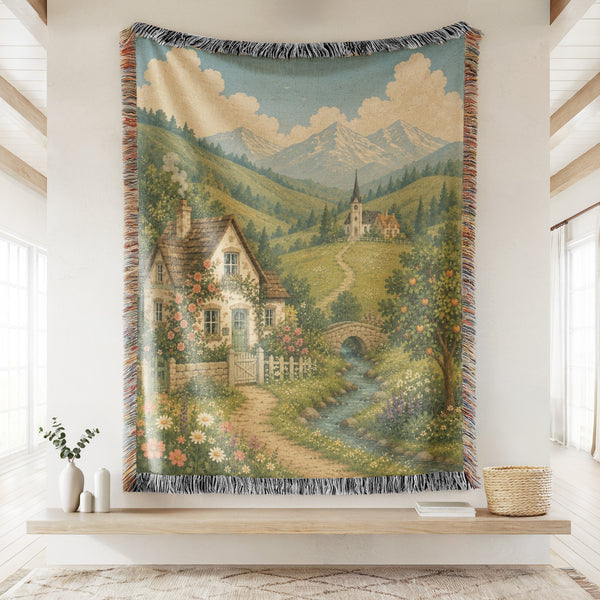 The Meadow Cottage by the Stream Blanket