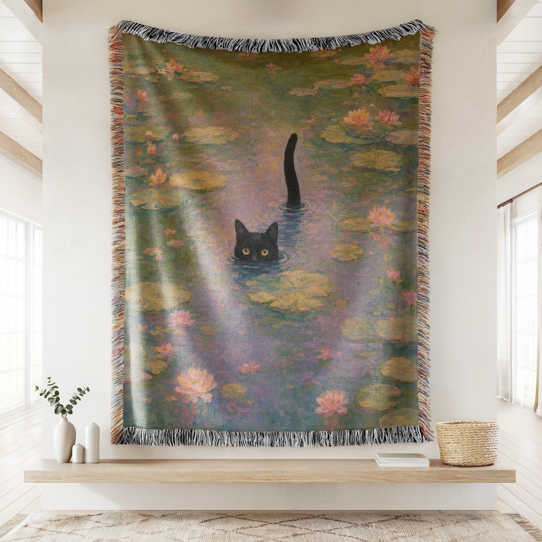 Lilypad Swimmer Black Cat Blanket Secondary image
