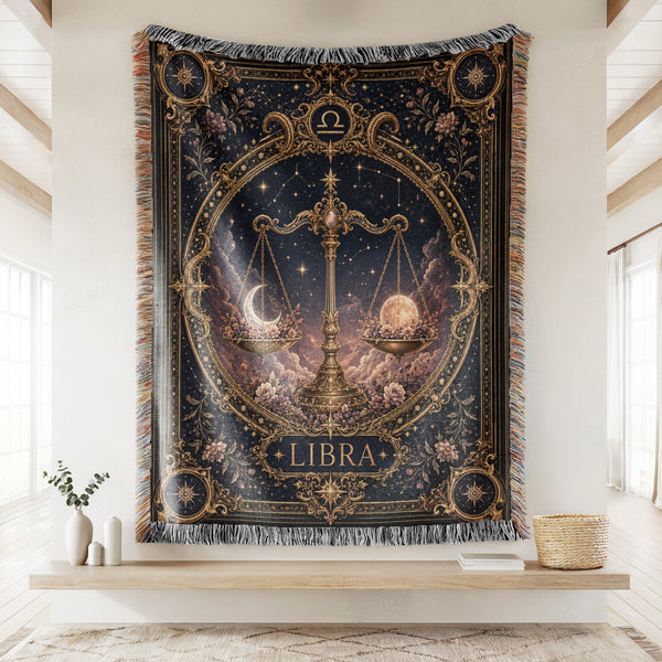 Libra Celestial Balance Scales Zodiac Blanket