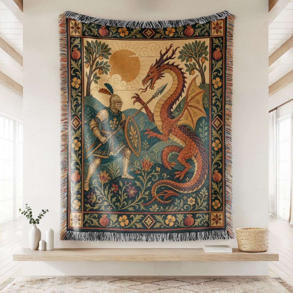 The Sunlit Dragon Duel Blanket