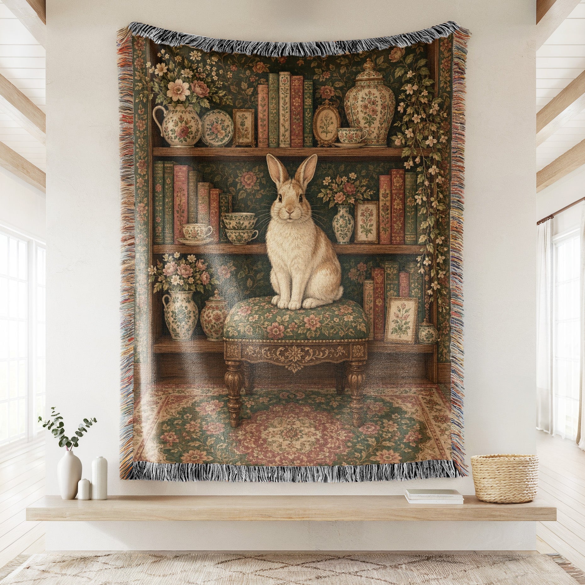 The Rabbit's Botanical Library Blanket Secondary image