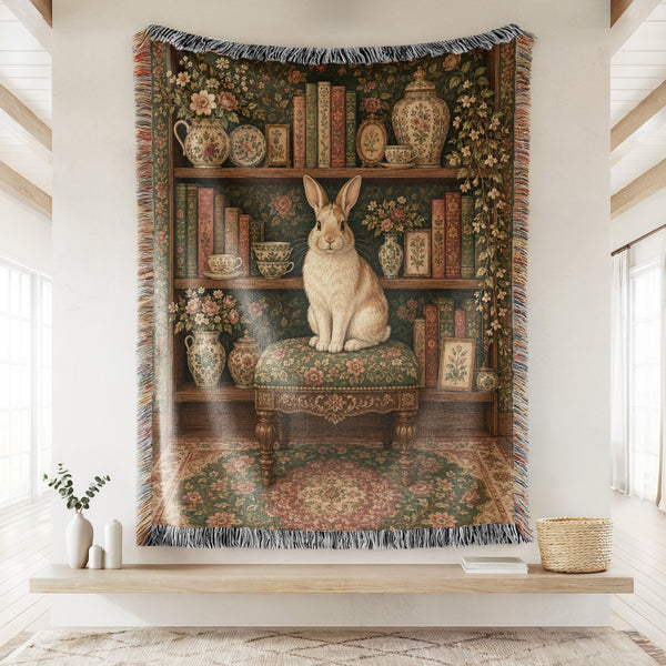 The Rabbit's Botanical Library Blanket